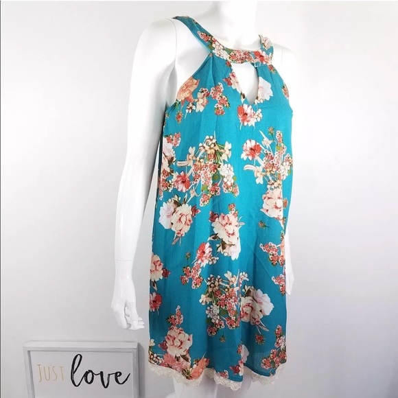 Jodi Kristopher Dress SZ L Floral Choker VNeck NWT - Picture 2 of 6